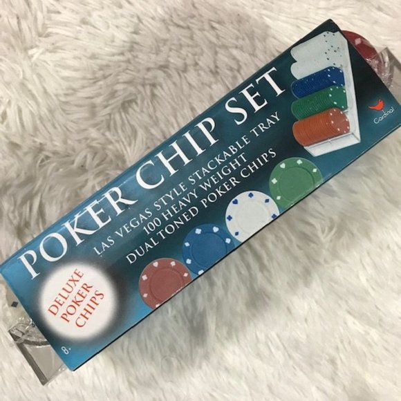 100 Ct Las Vegas Style Heavy Weight Dual Toned Poker Chip Set in Stackable Tray - Picture 3 of 9